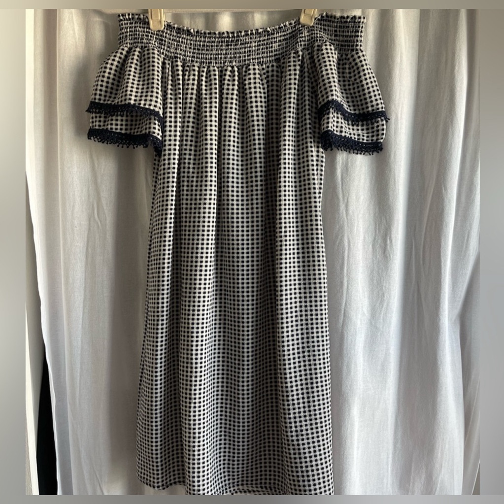 Women’s Black And White Plaid Dress Medium
